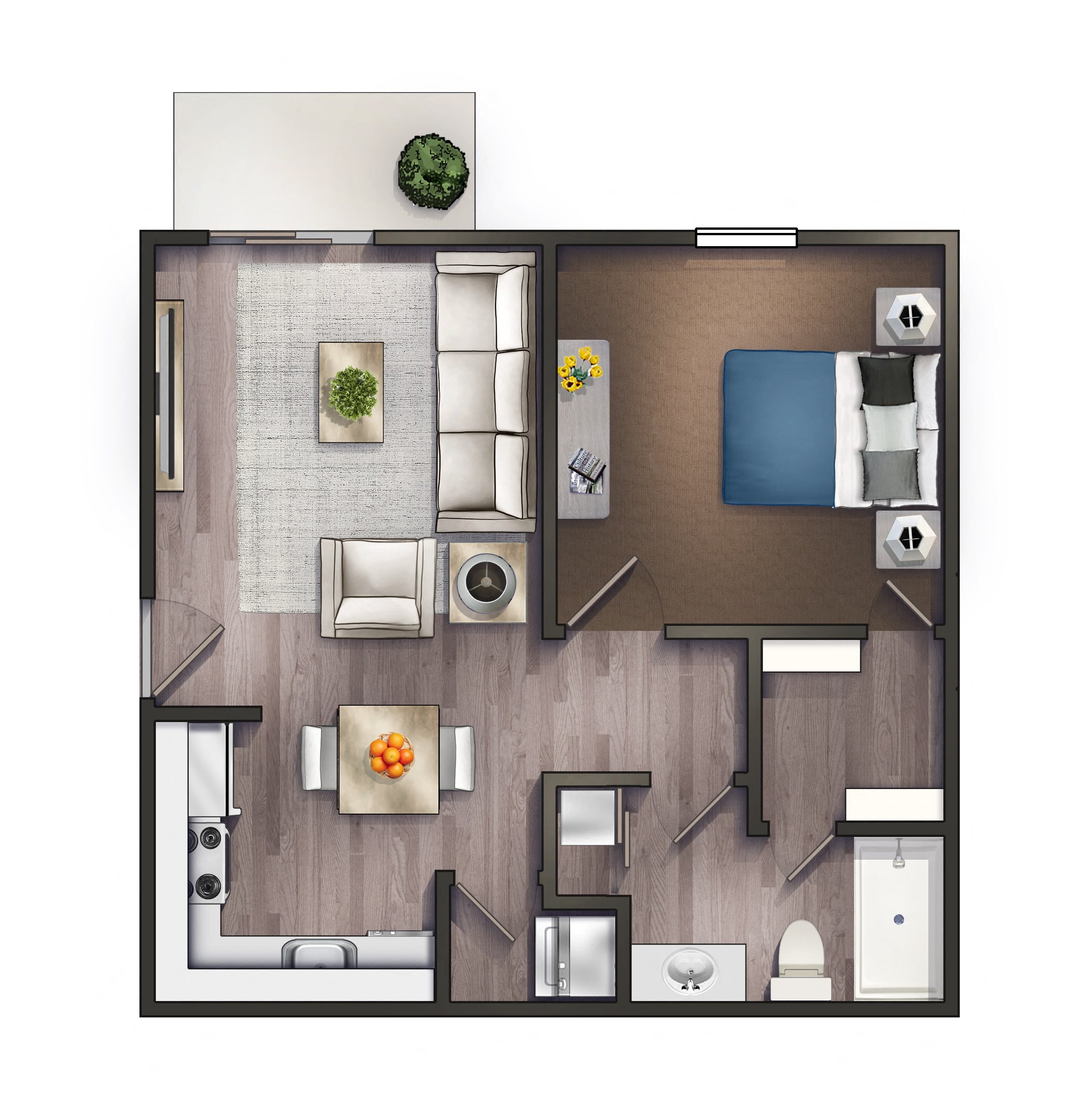 One Bedroom One Bathroom Floor Plan One Bedroom One Bathroom Floor Plan at The Reserve at Wynwood Apartments, Cullman, AL, 35055